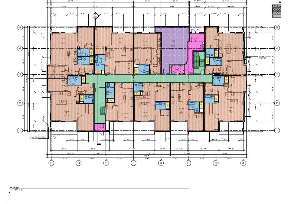 Apartment Building Color-Coded Zoning
