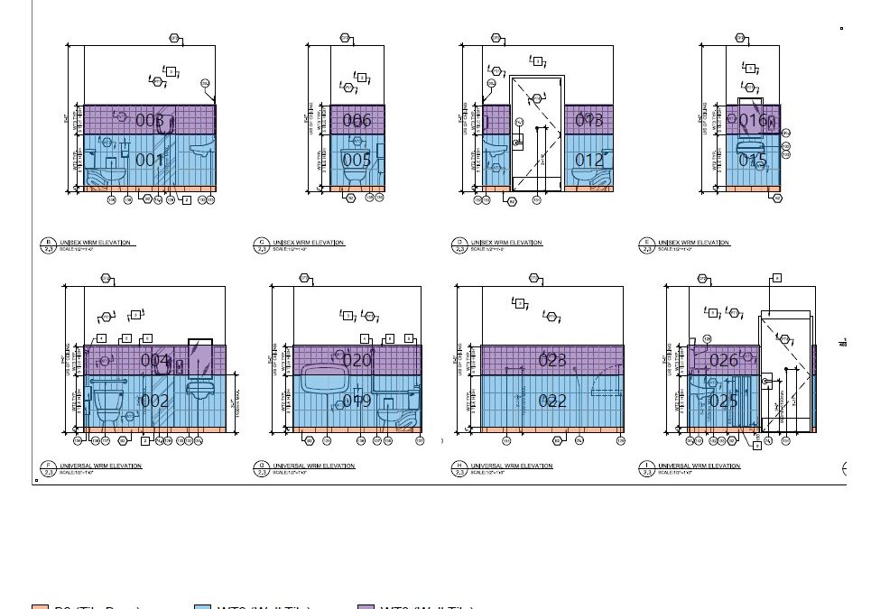 Washroom Walls Color-Coded Zoning