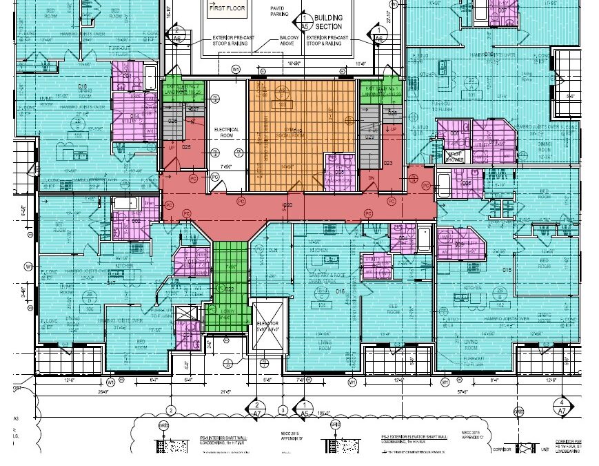 Apartment Building Color-Coded Zoning
